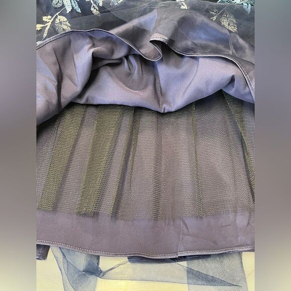 NWT Eliza J | Navy Blue Floral Illusion Neck Embroidered Cocktail Dress 4P - Picture 11 of 13